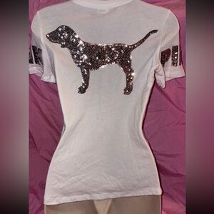 Victoria’s Secret Silver Gold Sequin Bling T-Shirt Size XS